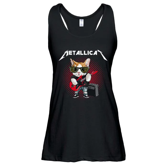 Metallicat Rock Music Funny Parody Cat Lovers Concert Ladies Essential Flowy Tank