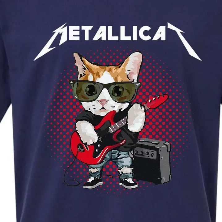 Metallicat Rock Music Funny Parody Cat Lovers Concert Sueded Cloud Jersey T-Shirt