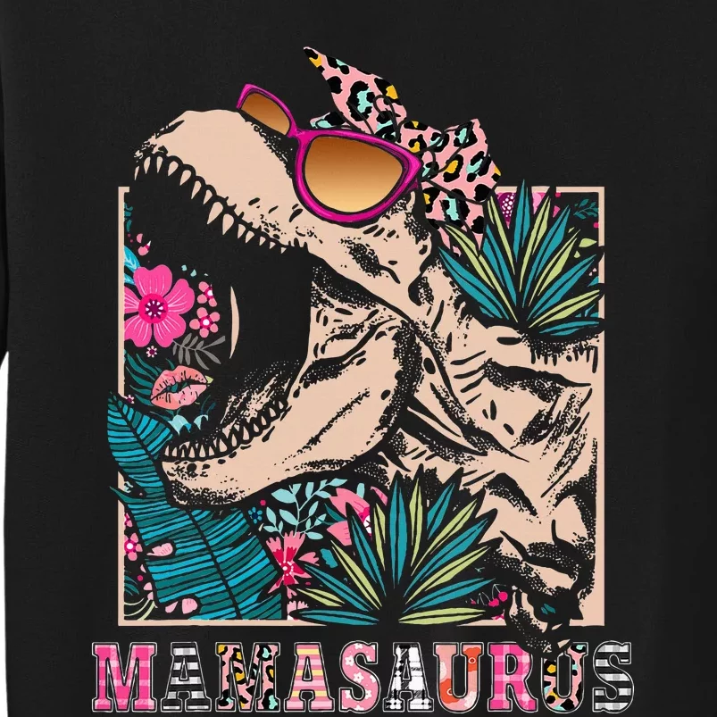 Mamasaurus Rex Mom Dinosaur Leopard Flower Trex Mama Saurus Sweatshirt