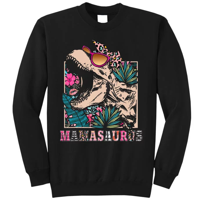 Mamasaurus Rex Mom Dinosaur Leopard Flower Trex Mama Saurus Sweatshirt