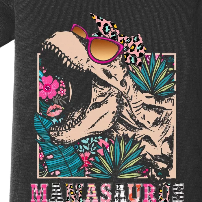 Mamasaurus Rex Mom Dinosaur Leopard Flower Trex Mama Saurus Baby Bodysuit