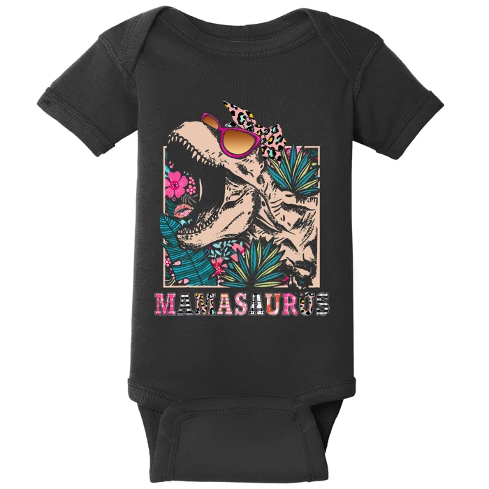 Mamasaurus Rex Mom Dinosaur Leopard Flower Trex Mama Saurus Baby Bodysuit