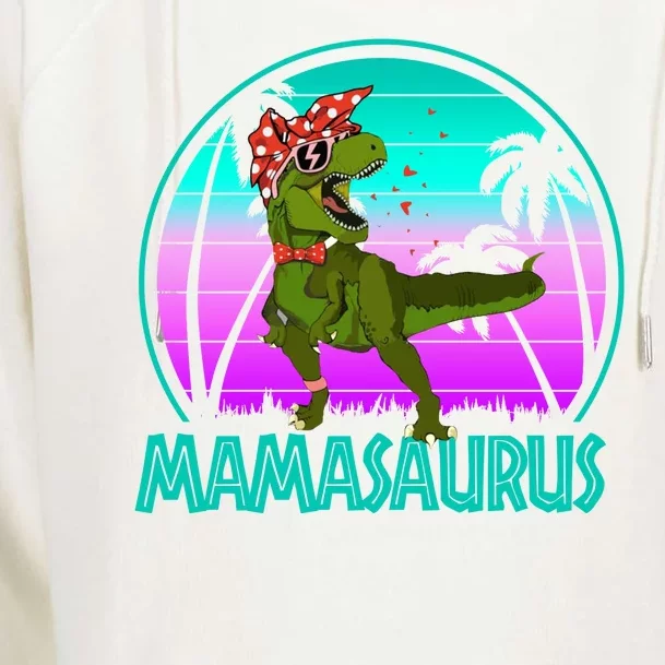 Mamasaurus Rex Mama Dinosaur Retro Dino Womens Funnel Neck Pullover Hood