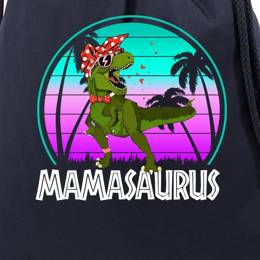 Mamasaurus Rex Mama Dinosaur Retro Dino Drawstring Bag