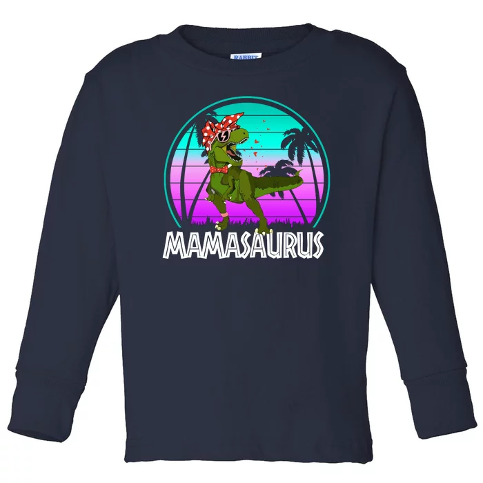 Mamasaurus Rex Mama Dinosaur Retro Dino Toddler Long Sleeve Shirt