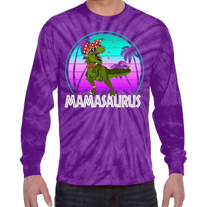 Mamasaurus Rex Mama Dinosaur Retro Dino Tie-Dye Long Sleeve Shirt