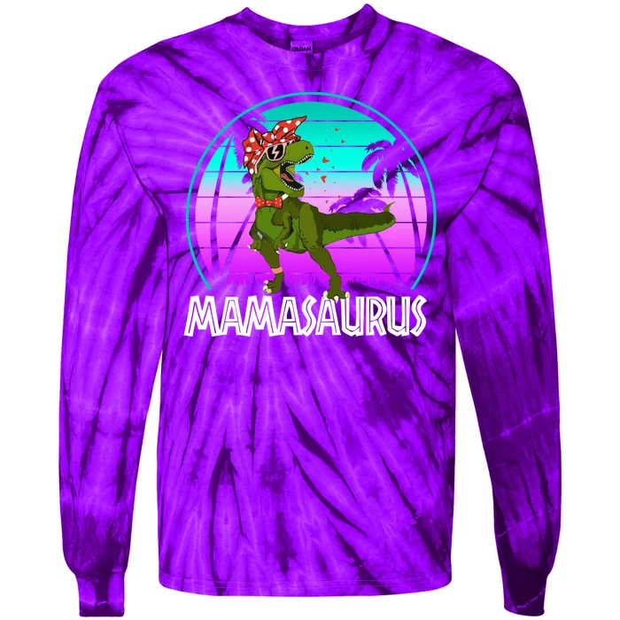 Mamasaurus Rex Mama Dinosaur Retro Dino Tie-Dye Long Sleeve Shirt