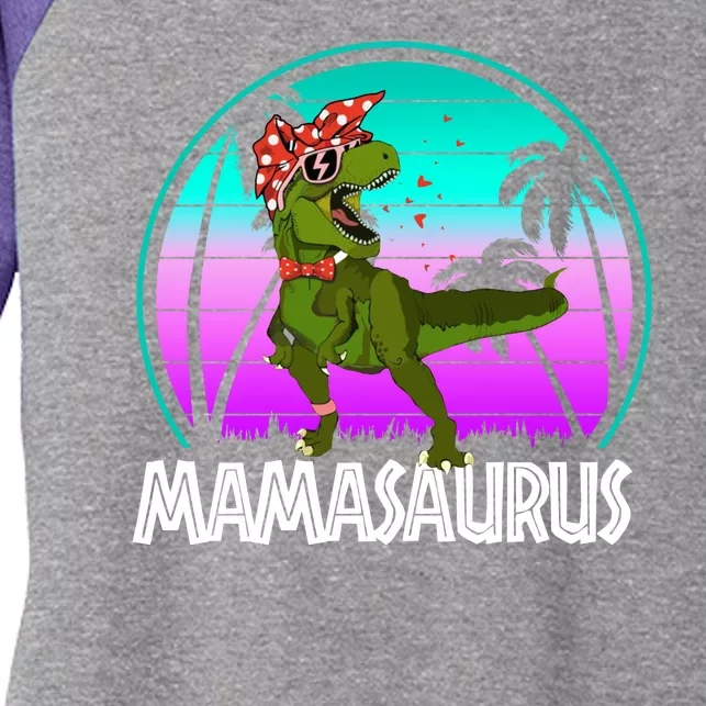 Mamasaurus Rex Mama Dinosaur Retro Dino Women's Tri-Blend 3/4-Sleeve Raglan Shirt