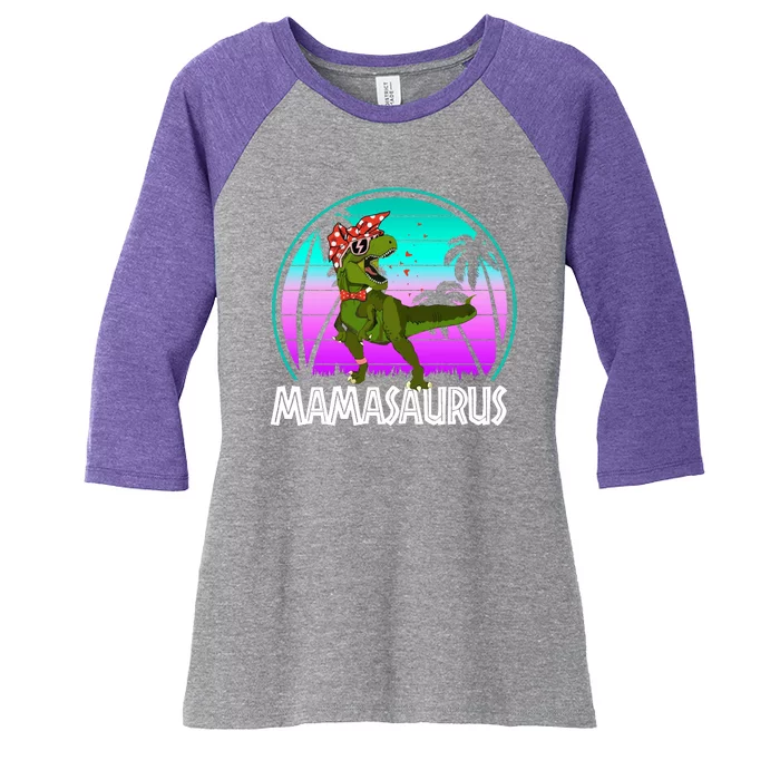 Mamasaurus Rex Mama Dinosaur Retro Dino Women's Tri-Blend 3/4-Sleeve Raglan Shirt