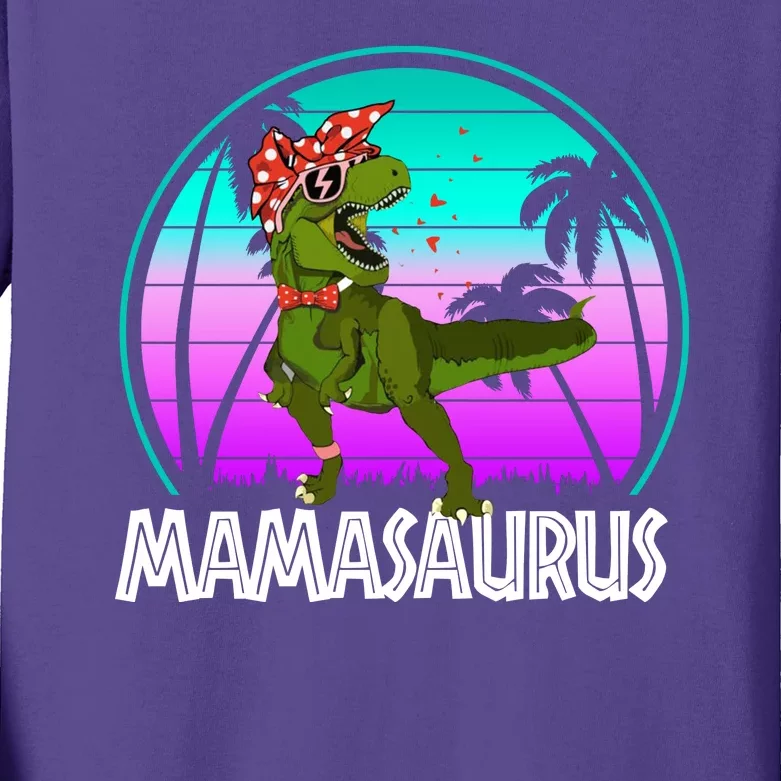 Mamasaurus Rex Mama Dinosaur Retro Dino Kids Long Sleeve Shirt