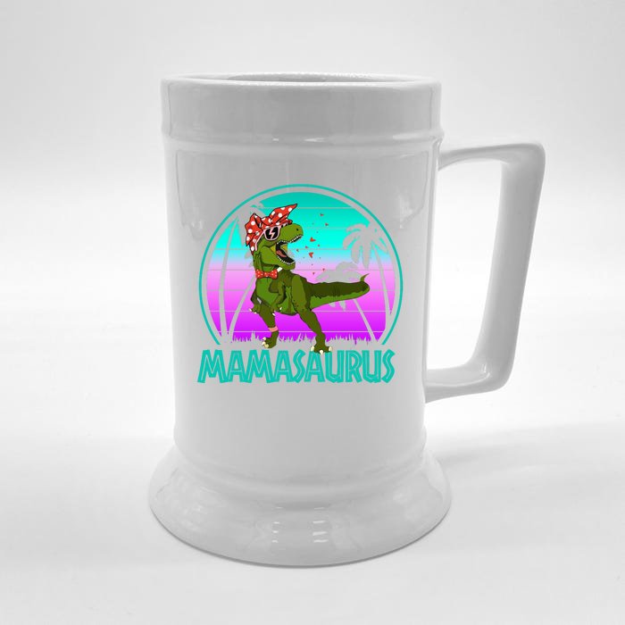 Mamasaurus Rex Mama Dinosaur Retro Dino Front & Back Beer Stein