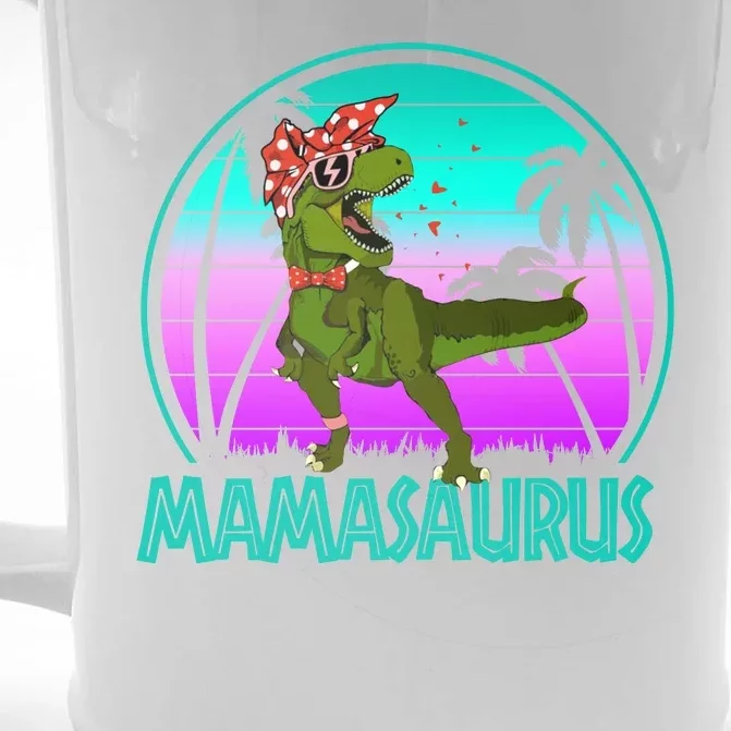 Mamasaurus Rex Mama Dinosaur Retro Dino Front & Back Beer Stein