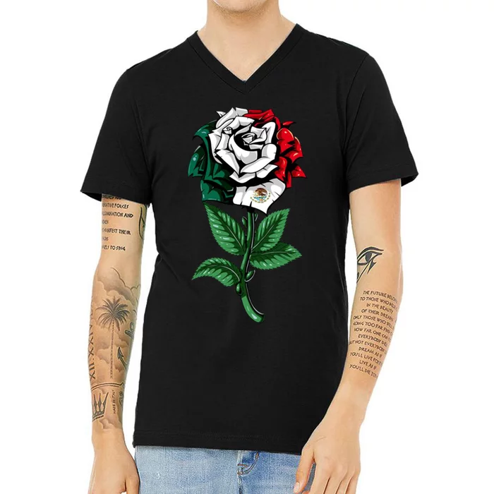 Mexican Rose Mexico Pride V-Neck T-Shirt