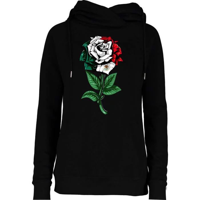 Mexican Rose Mexico Pride Womens Funnel Neck Pullover Hood