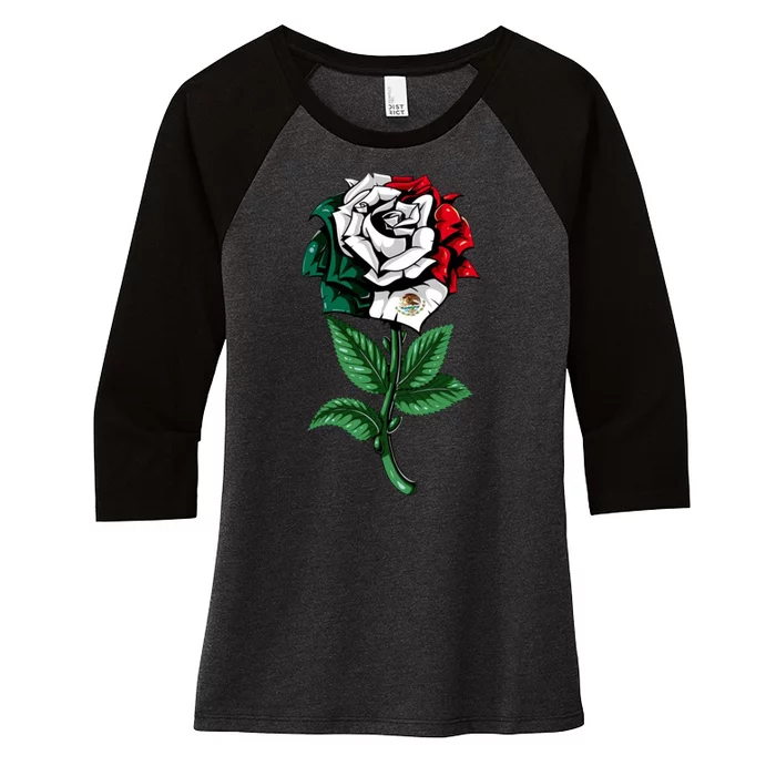 Mexican Rose Mexico Pride Women's Tri-Blend 3/4-Sleeve Raglan Shirt