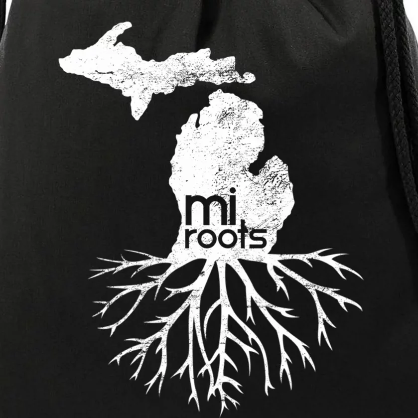 Mi Roots Michigan Map Native Michigander Gift Home State Gift Drawstring Bag