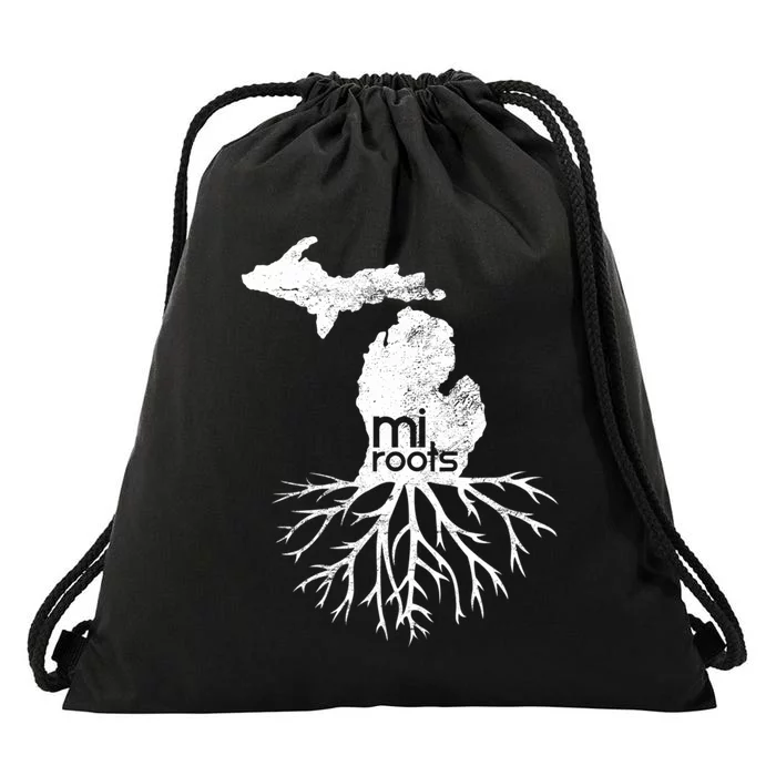 Mi Roots Michigan Map Native Michigander Gift Home State Gift Drawstring Bag