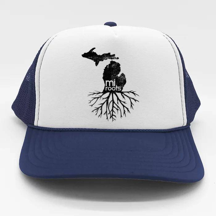 Mi Roots Michigan Map Native Michigander Gift Home State Gift Trucker Hat