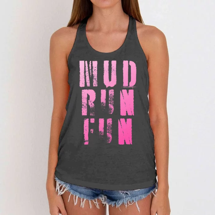 Mud Run Mud Run Fun Obstacle Race Women's Knotted Racerback Tank