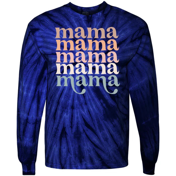 Mama Retro Tie-Dye Long Sleeve Shirt