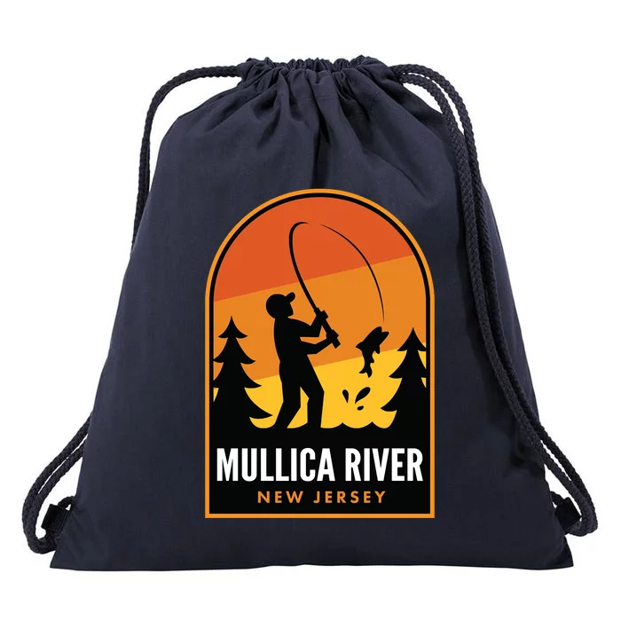 Mullica River New Jersey Fishing Drawstring Bag