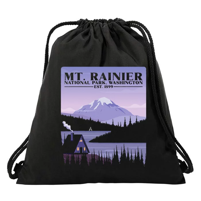 MT. Rainier National Park Hiking Vacation Drawstring Bag