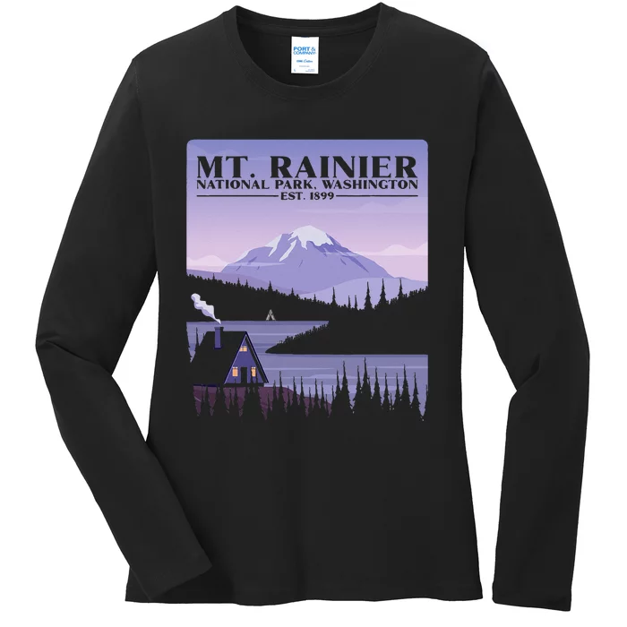 MT. Rainier National Park Hiking Vacation Ladies Long Sleeve Shirt