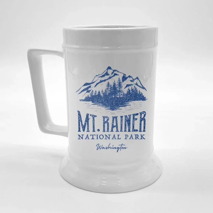 Mt. Rainier National Park Vintage Mountains Graphic Front & Back Beer Stein