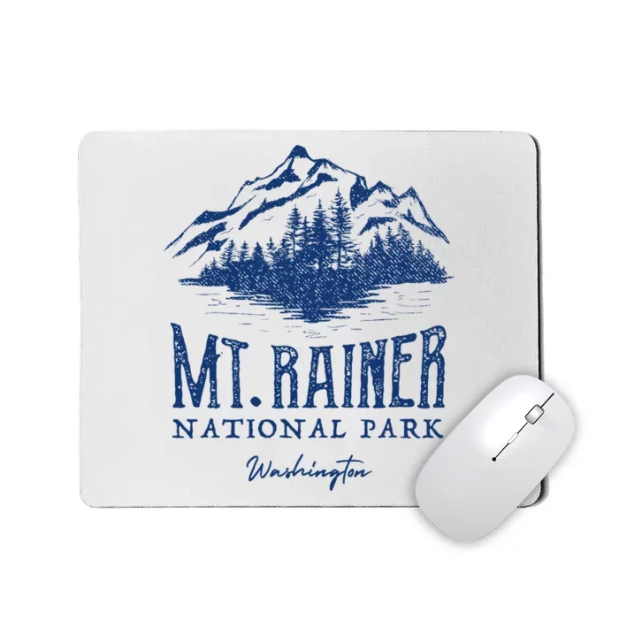 Mt. Rainier National Park Vintage Mountains Graphic Mousepad