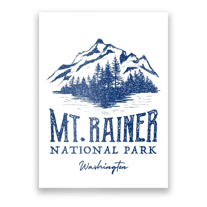 Mt. Rainier National Park Vintage Mountains Graphic Poster