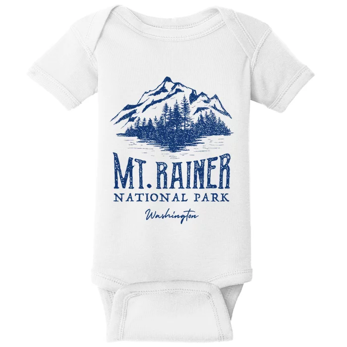 Mt. Rainier National Park Vintage Mountains Graphic Baby Bodysuit