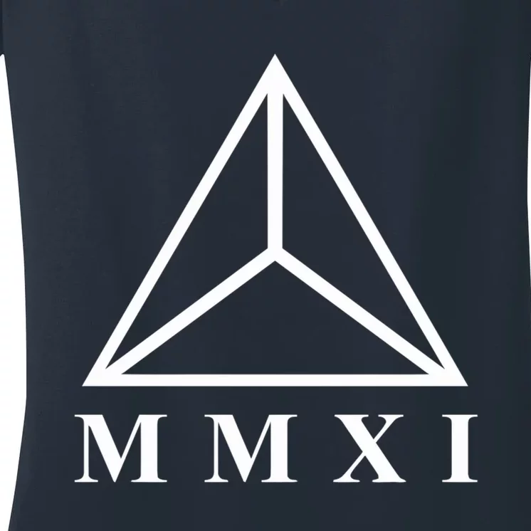 Mmxi Roman Numerals Triangle Women's V-Neck T-Shirt