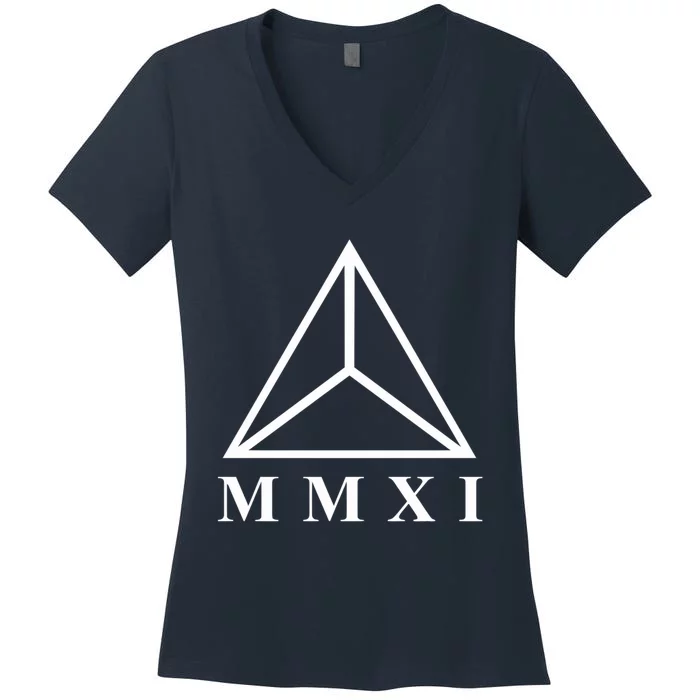 Mmxi Roman Numerals Triangle Women's V-Neck T-Shirt