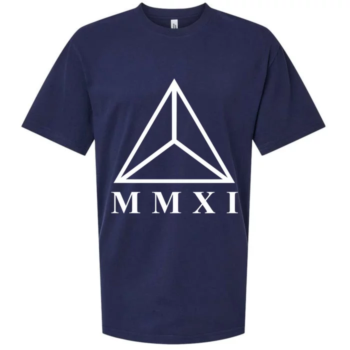 Mmxi Roman Numerals Triangle Sueded Cloud Jersey T-Shirt