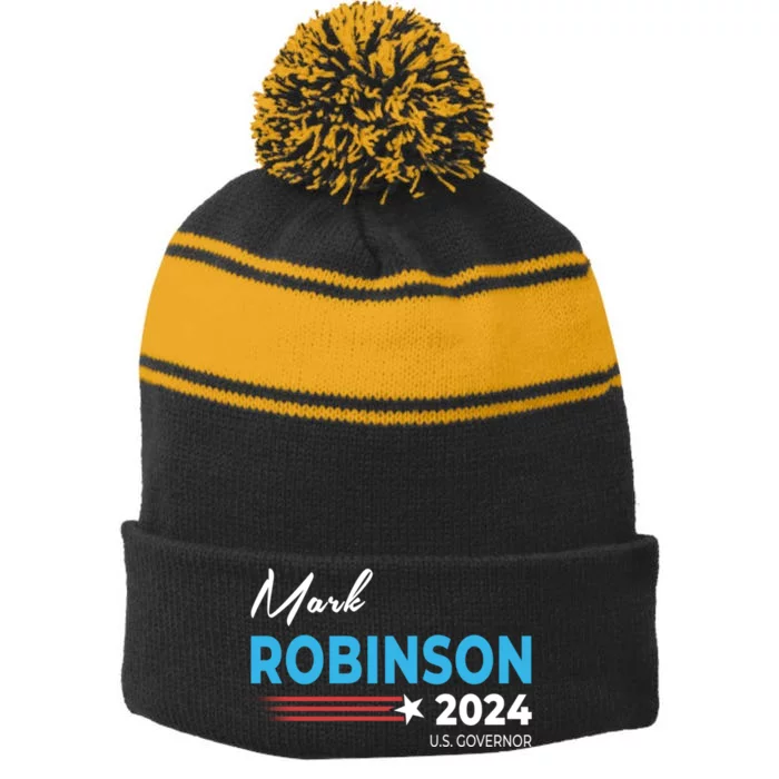 Mark Robinson North Carolina For Governor Election 2024 Stripe Pom Pom Beanie