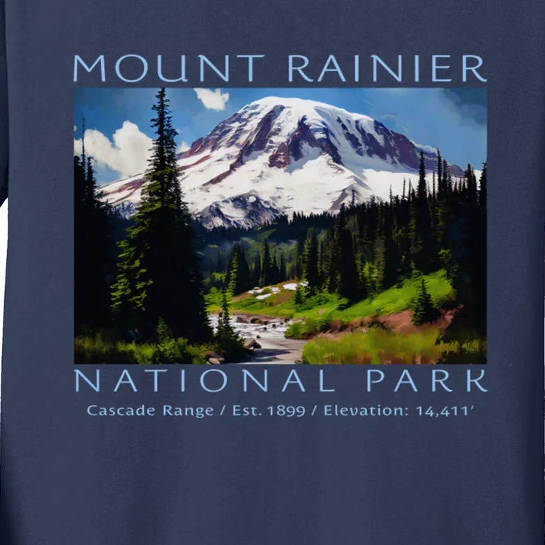 Mount Rainier National Park Kids Long Sleeve Shirt