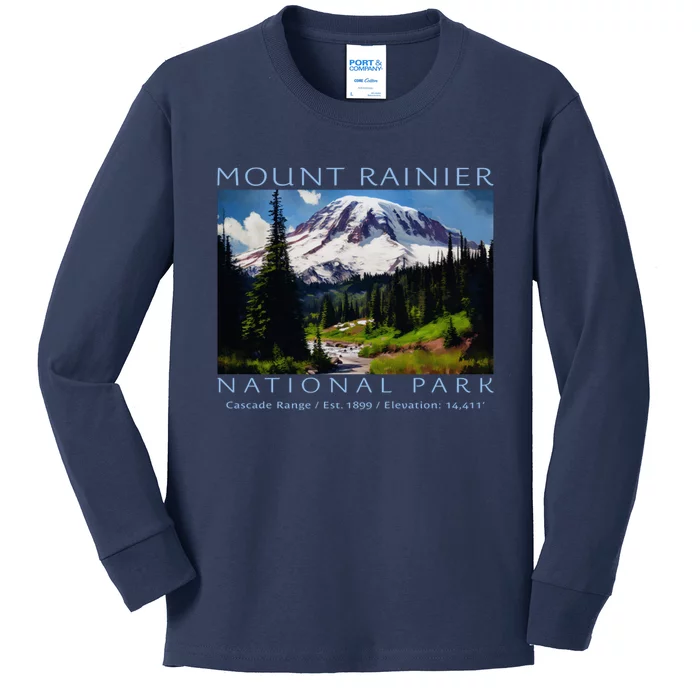 Mount Rainier National Park Kids Long Sleeve Shirt