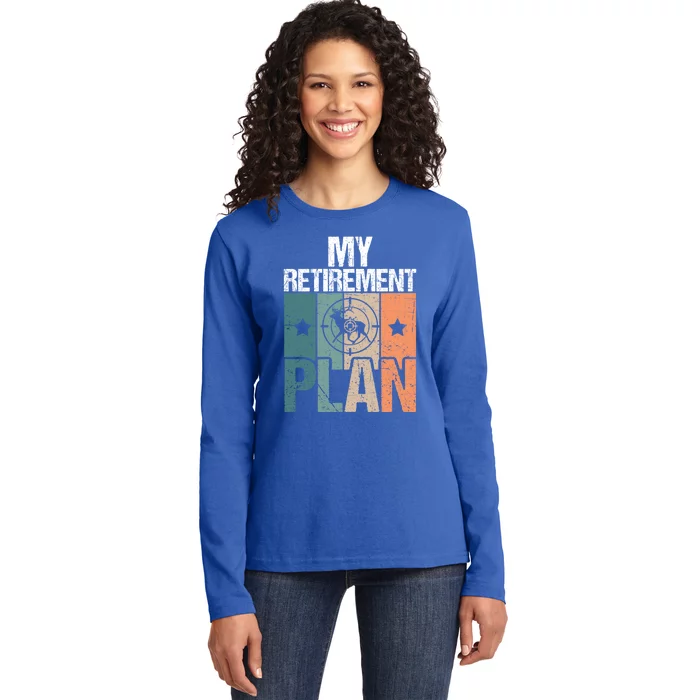 My Retiret Plan Grandfather Stag Deer Hunting Doe Retiree Gift Ladies Long Sleeve Shirt