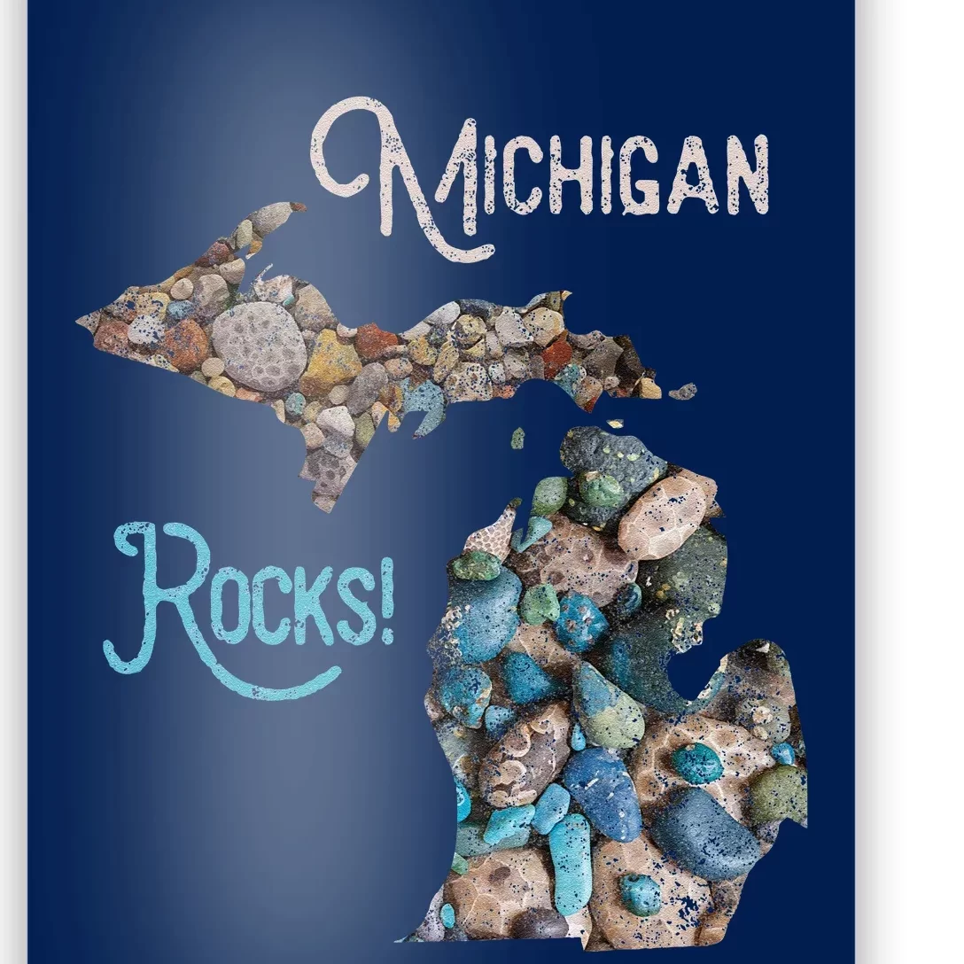 Michigan Rocks Petoskey Stone Hunting Great Lakes State Poster