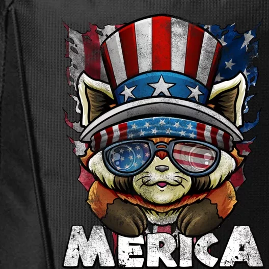 Merica Red Panda Celebrate Independence Us Flag 4th Of July Funny Gift City Backpack