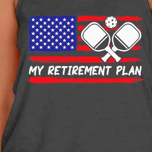 My Retirement Plan. Funny Pickleball Lover Women's Knotted Racerback Tank