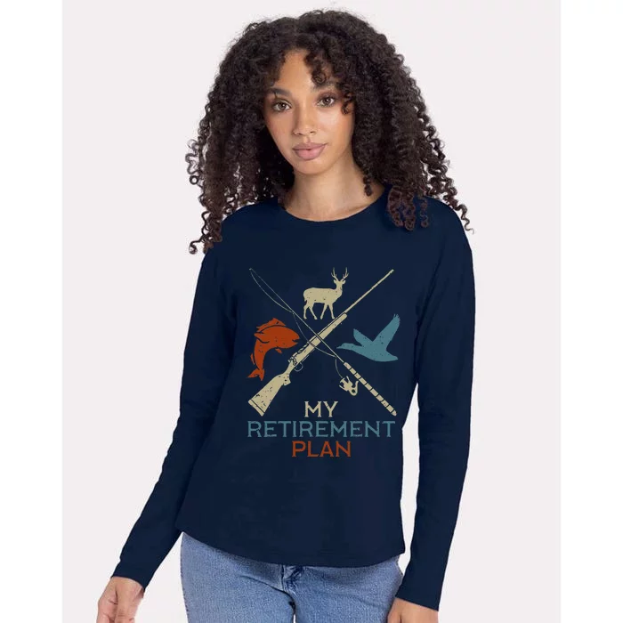 My Retirement Plan Hunting Fishing Hunter Grandfather Womens Cotton Relaxed Long Sleeve T-Shirt