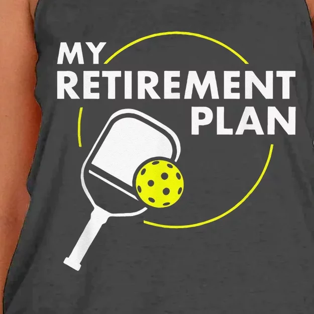 My Retirement Plan Funny Pickleball Slogan Women's Knotted Racerback Tank