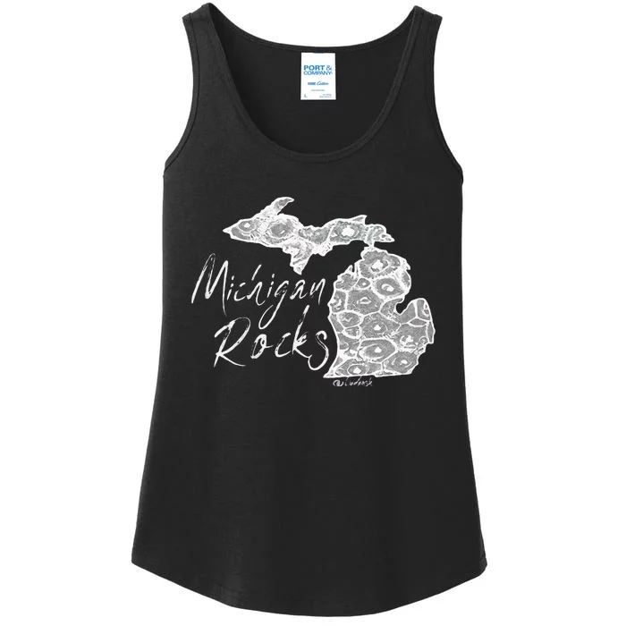 MICHIGAN ROCKS PETOSKEY STONE Ladies Essential Tank