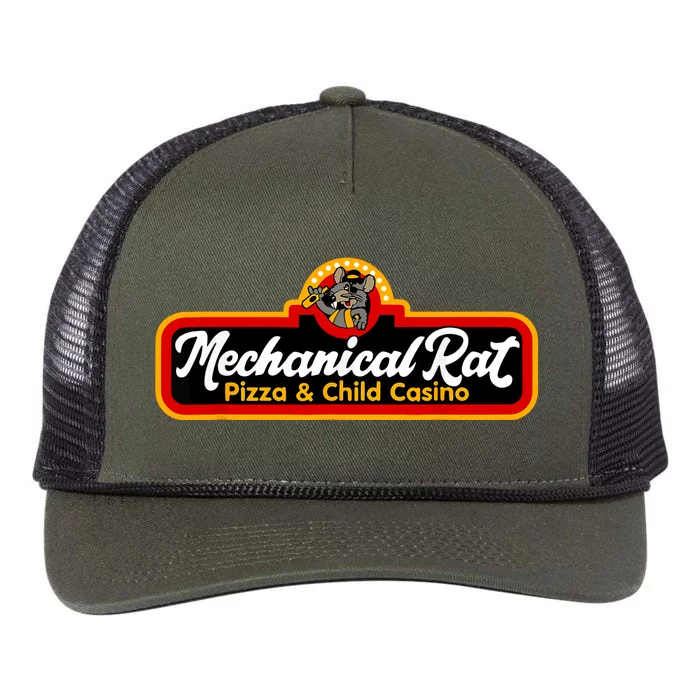 Mechanical Rat Pizza & Child Casino Retro Rope Trucker Hat Cap