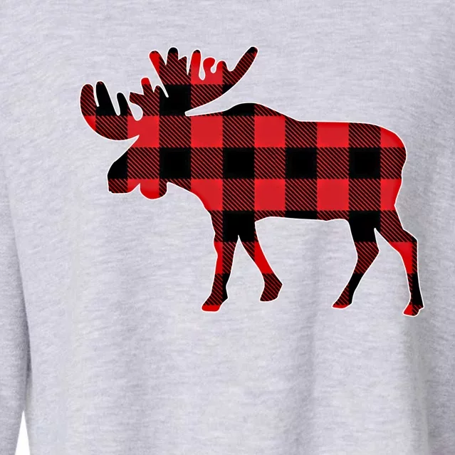 Moose Red Plaid Matching Family Buffalo Christmas Pajama Cute Gift Cropped Pullover Crew