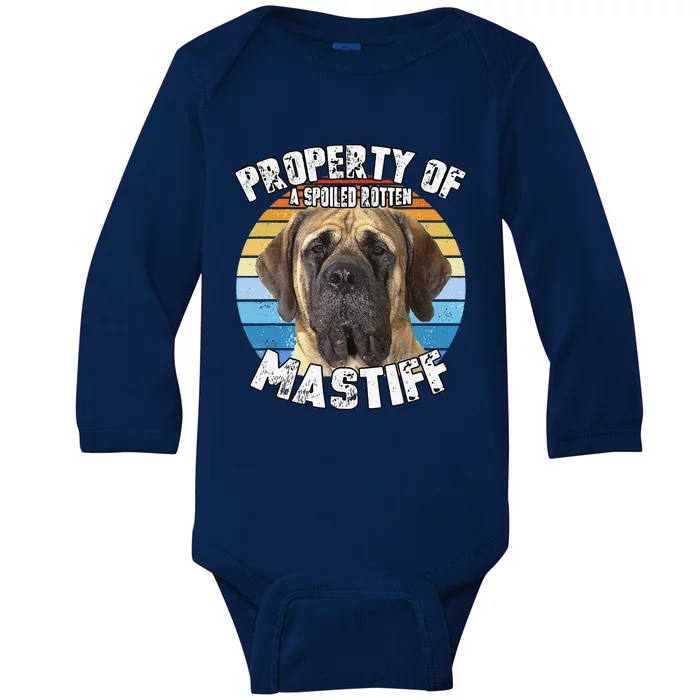 Mastiff Retro Property Of Cute Dog Baby Long Sleeve Bodysuit