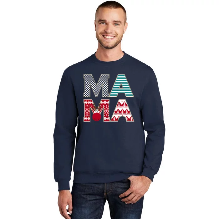 Mama Reindeer Plaid Christmas Holiday Design Tall Sweatshirt