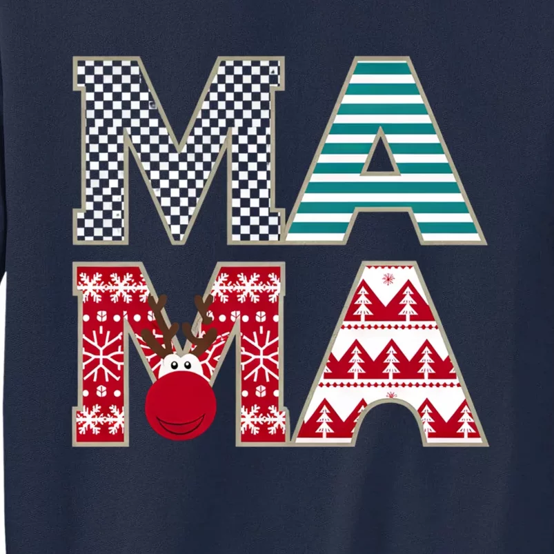 Mama Reindeer Plaid Christmas Holiday Design Tall Sweatshirt