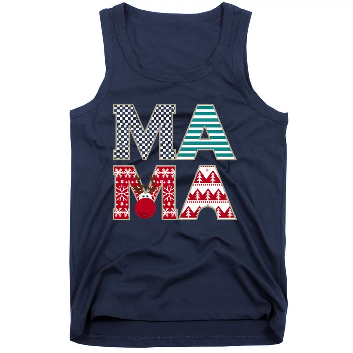 Mama Reindeer Plaid Christmas Holiday Design Tank Top